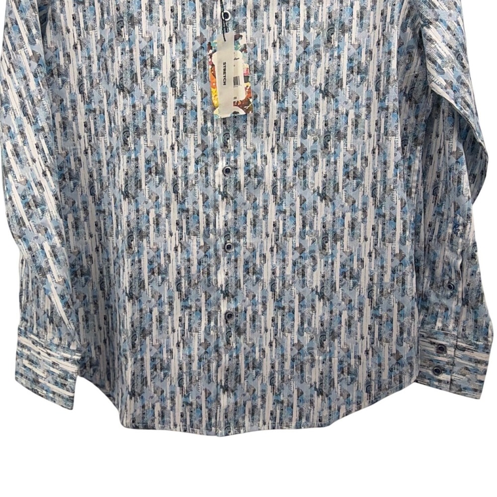 Robert Graham Eldert Classic Fit Abstract Stripe Stretch Shirt Blue Multi S NEW - Picture 10 of 13